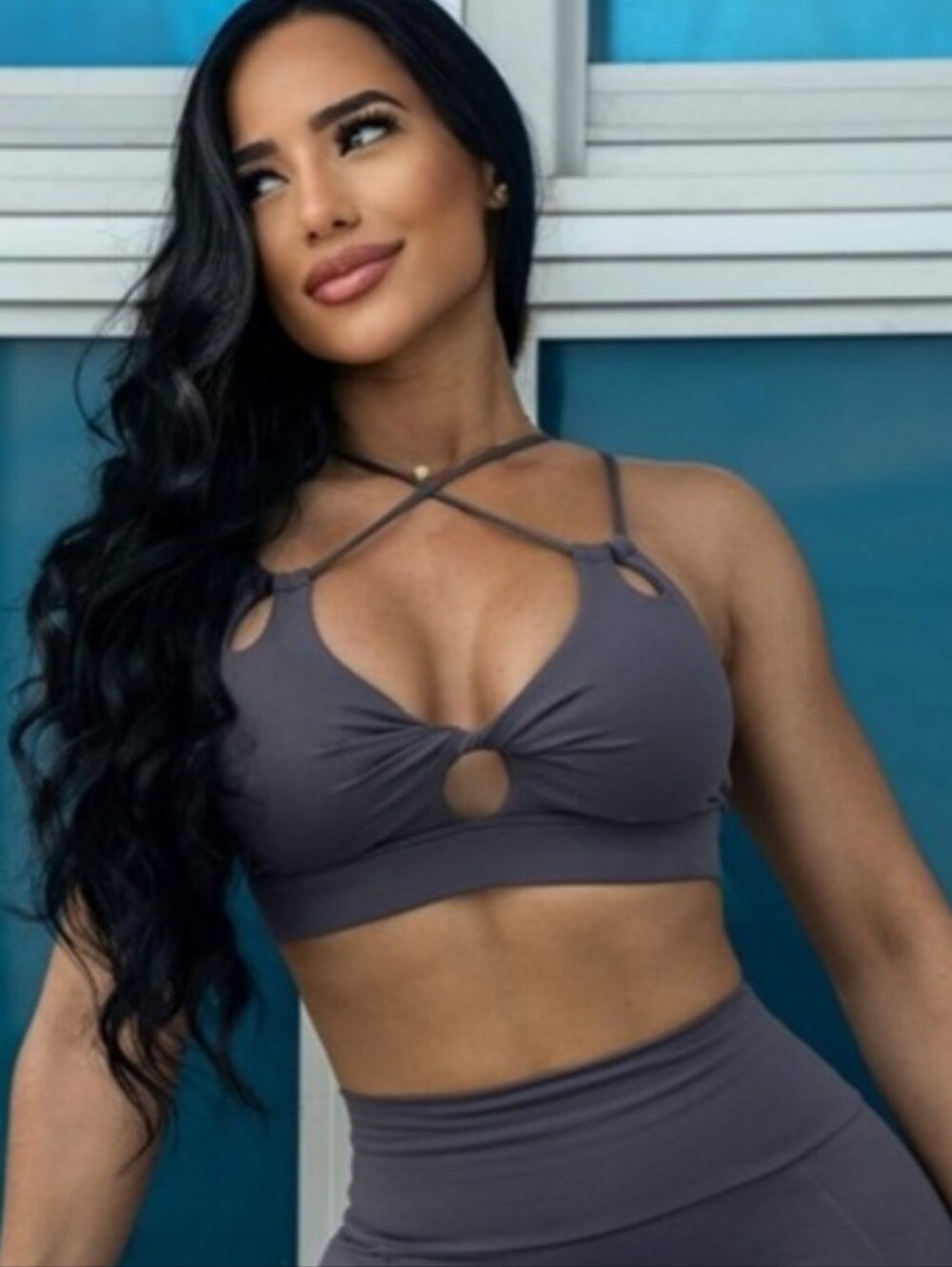 Bombshell Sportswear Gray Strappy Cutout Bralette